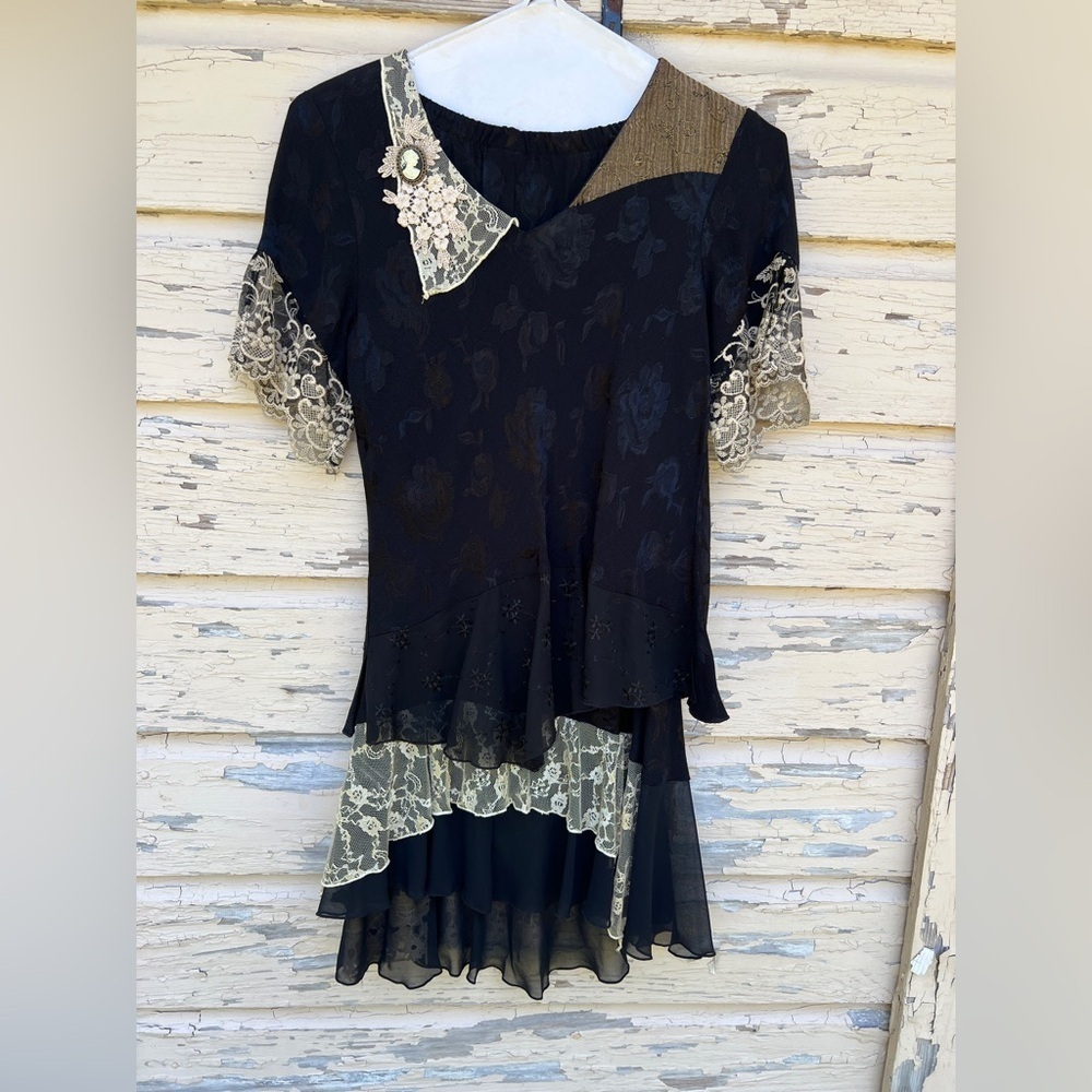 Vintage Spencer Alexis Victorian Lace Fairy Dark Romantic Blouse Top Skirt Set